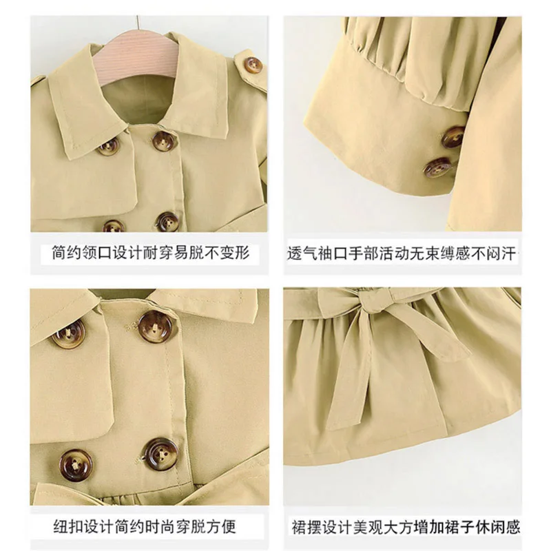 Kinderkleding 2023 Meisjesjas Kinder Jas Kinderen Lente Herfst Koreaanse Stijl Schattige Lange Trench Baby Meisjes Windjack