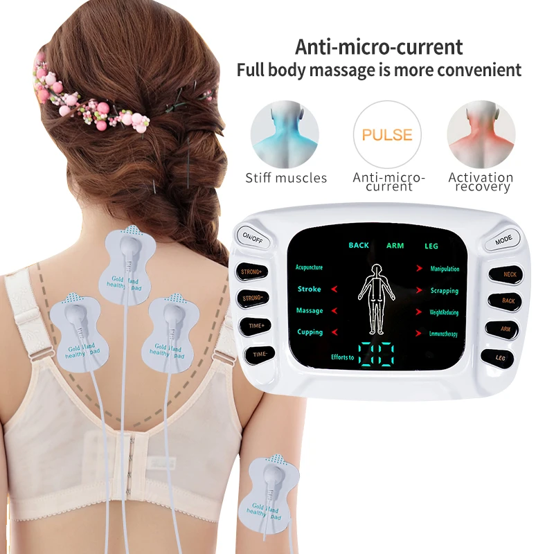 Tens Electrode 8 Modes Machine EMS Muscle Stimulator Pulse Acupuncture Relax Digital Therapy Body Pain Relief Home Use SPA Tool