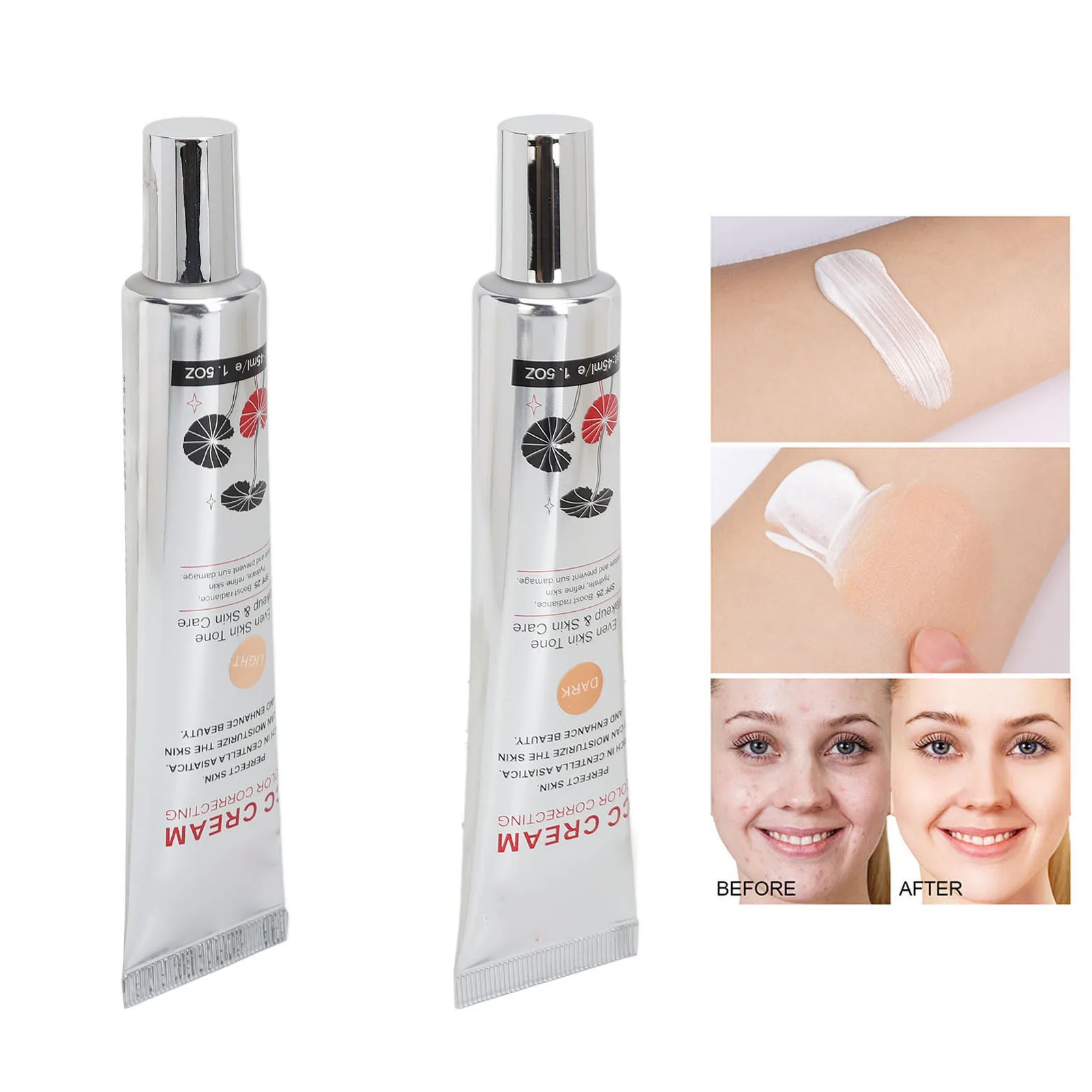 45ml Moisturizing Correcting CC Cream Waterproof Anti-sweat Makeup Before Concealer Lasting for Women Protect Skin