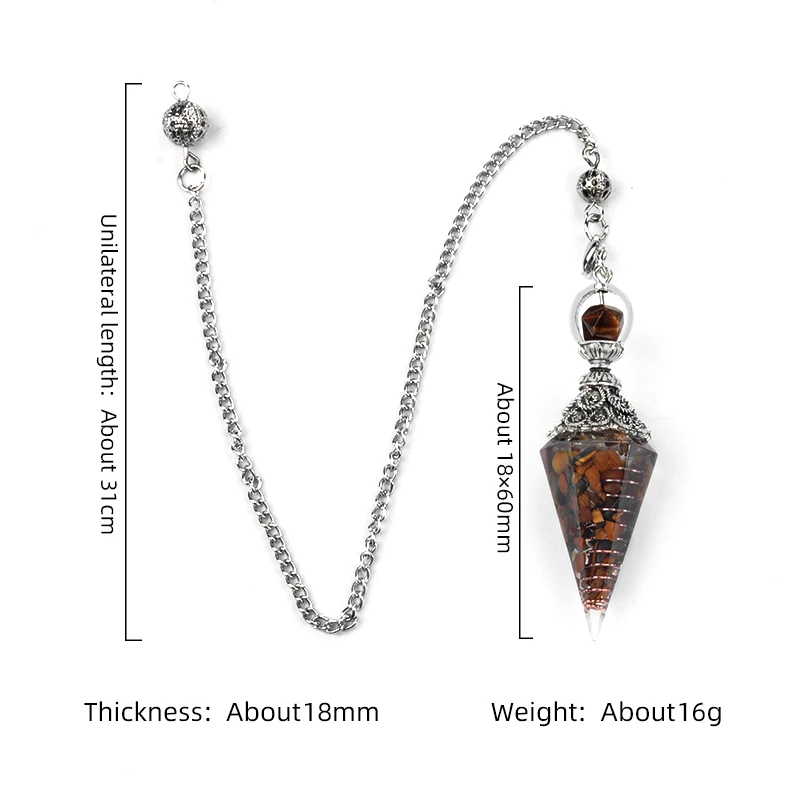 Natural Crystal Agates Pendulum Ornament Three Phases Hexagonal Cone Charms Quartz Amulet Divination Healings