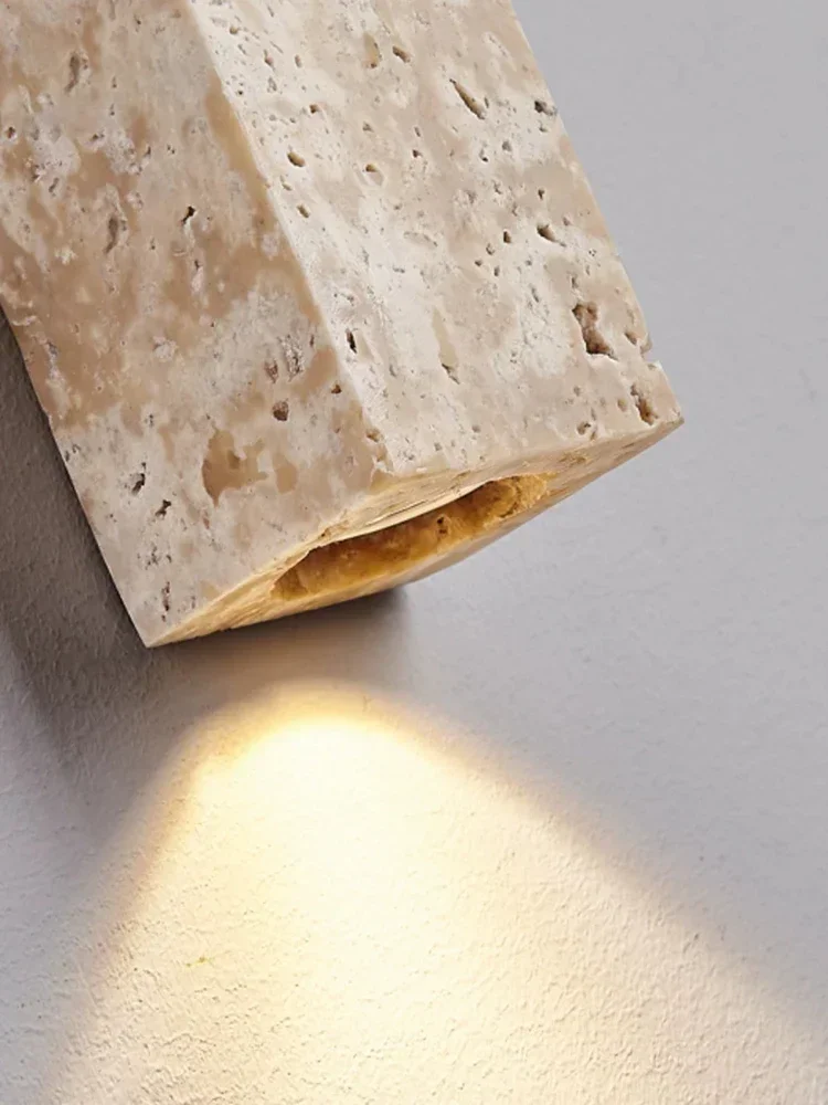 Led Wall Lamp Retro Long Yellow Cave Stone Bedroom Bedside Cream Style High-end Home Decoration Stair Aisle