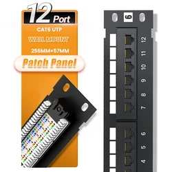 AMPCOM 12 - Port Black Mini Patch Panel with Wall Mount Bracket (CAT6 12 - Port)