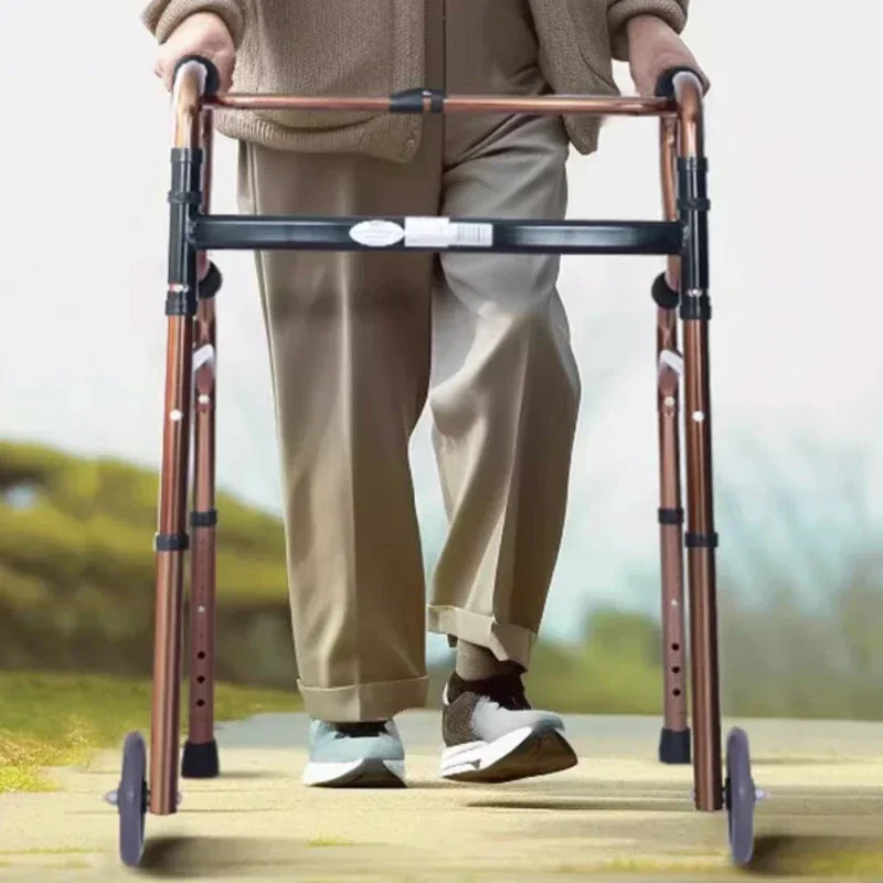 Compact Elderly Walker-Foldable Four-Legged Cane, Portable Rehabilitation Aid, Easy-to-Use Mobility Support for Seniors