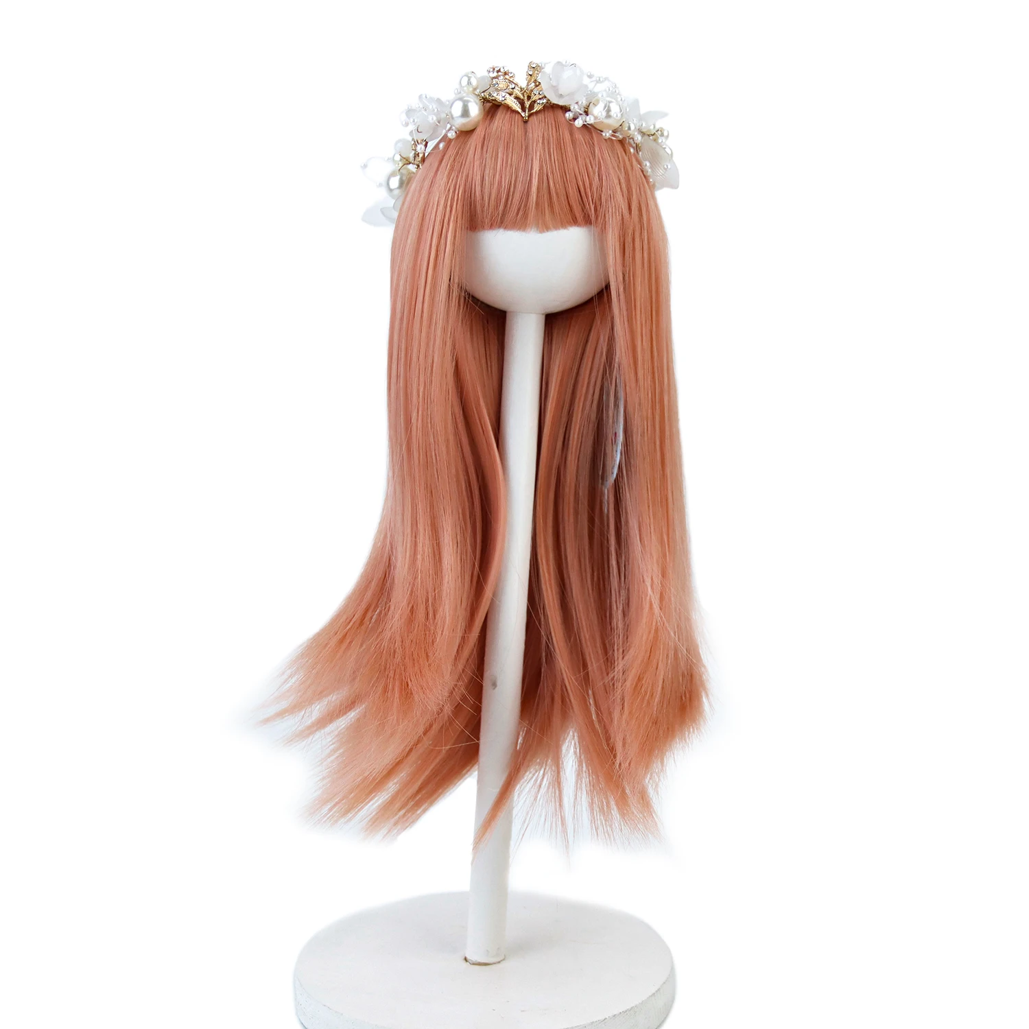 Doll Wig Long Natural Straight With Bangs Heat Resistant Synthetic Fiber Girls Doll Hair For 18'' American Doll aidolla doll accessories 1 3 bjd doll wig middle length bangs straight hair blue high temperature fiber wig for diy bjd doll