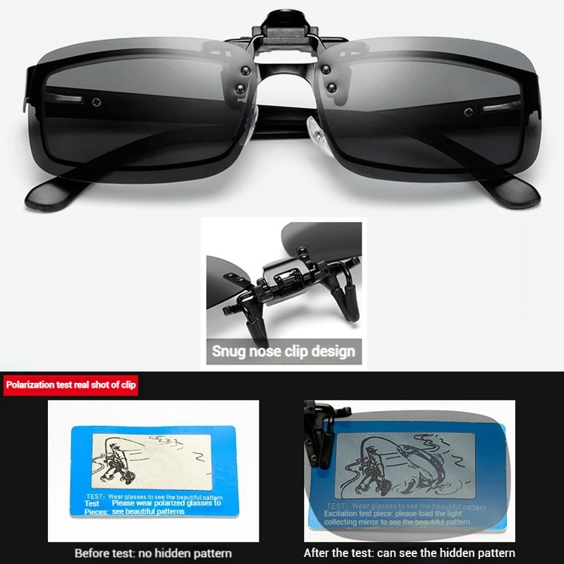 Universal Polarized Clip-On Sunglasses for Men and Women - UV Protection, Night Vision, and Anti-Glare Eyewear for Fishing and Driving