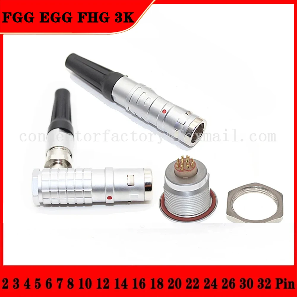 

FGG EGG FHG 3K 2 3 4 5 6 7 8 10 12 Pin Waterproof IP68 Aviation Metal Push-Pull Self-Locking Male Plug Female Socket Connector