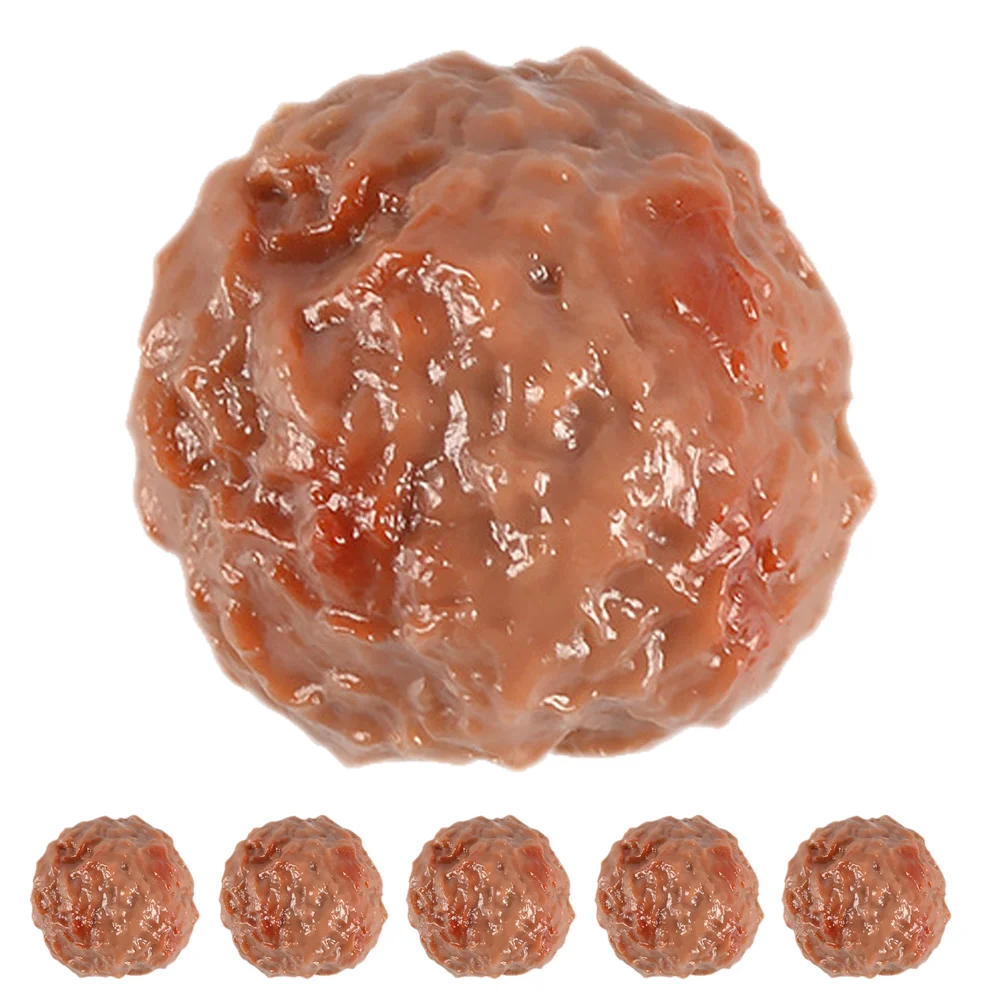 

6 Pcs Simulated Beef Ball Props Cooking Toy Kitchen Meatball Model Simulation Artificial Food Fake
