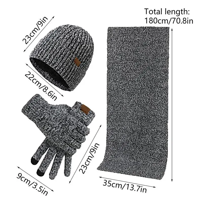 Conjunto de guantes y bufandas para mujer, gorro cálido y guantes elásticos de punto, guantes gruesos y cómodos, Invierno