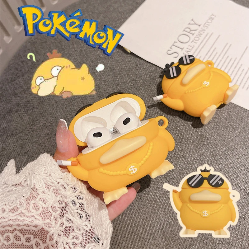 Pokemon psyduck para airpods fones de ouvido caso apple bluetooth airpods  sem fio 1/2/3 geração pro dos desenhos animados anime silicone bonito novo