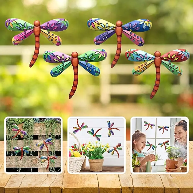 

Металлические настенные украшения Dragonfly, подвесные украшения для улицы, реалистичный настенный Декор для дома, спальни