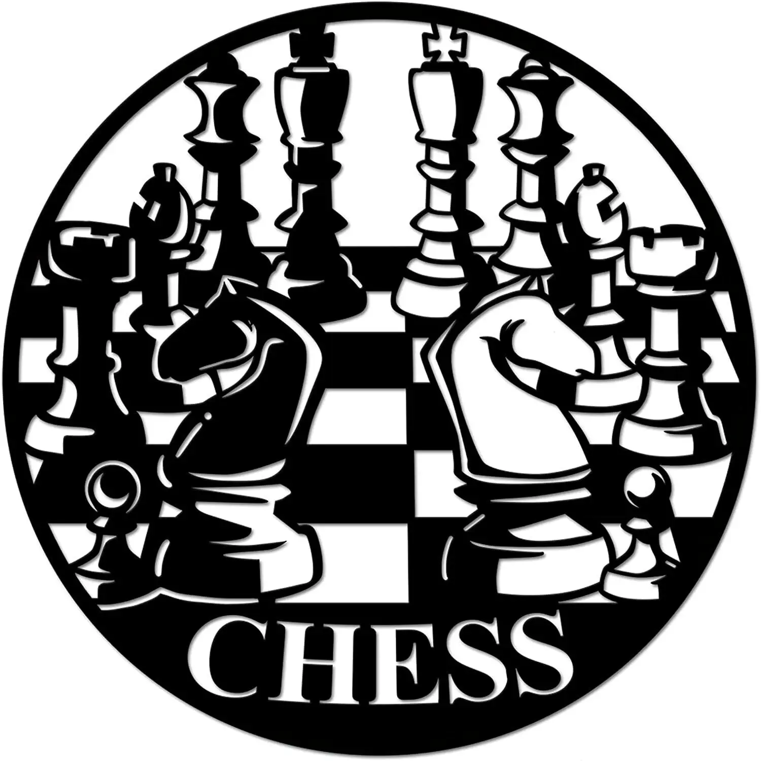 

Metal Wall Art Decor King and Knight Chess on Chessboard Wall Metal Sculpture