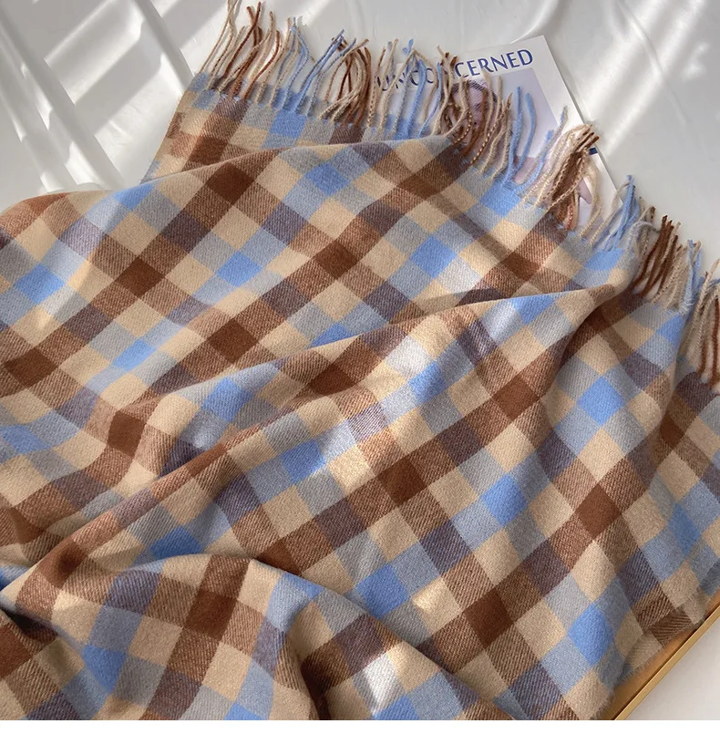 2025 Pamwallymensa Women's Scarf Winter Luxury Brand Tippet Scarves for Ladies Plaid Shawls Warm British Style Thicken Man