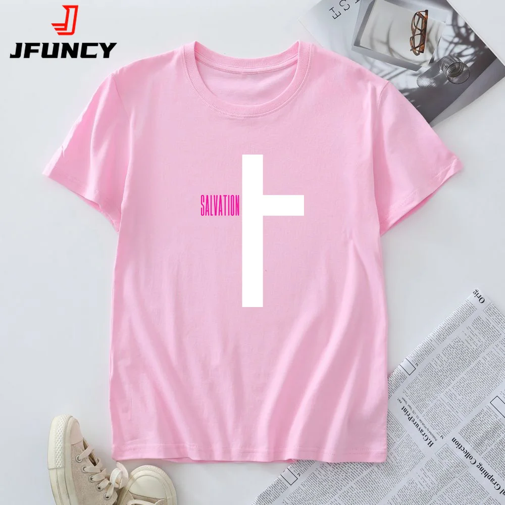 

JFUNCY Summer Female Tshirt Woman Tees Short Sleeve T-shirt Oversized Women's Tops Women Cotton Clothing New Graphic T Shirts