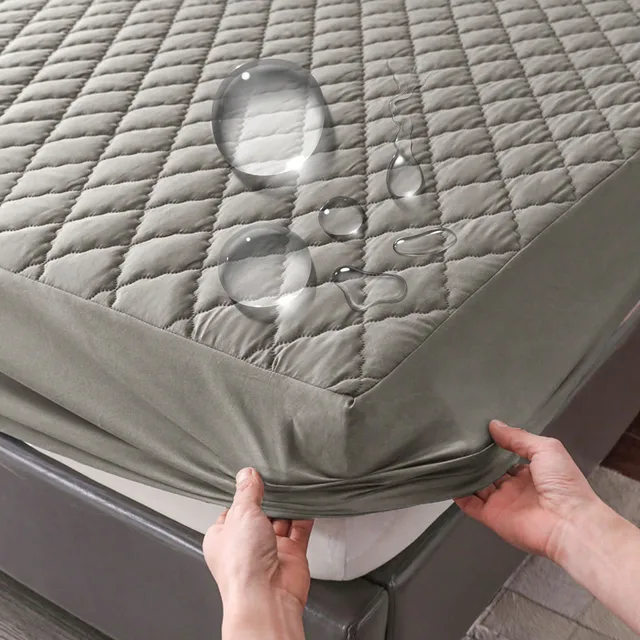 Protège-matelas imperméable gris/blanc, drap-housse de lit simple/double/140/160 multi-taille 1