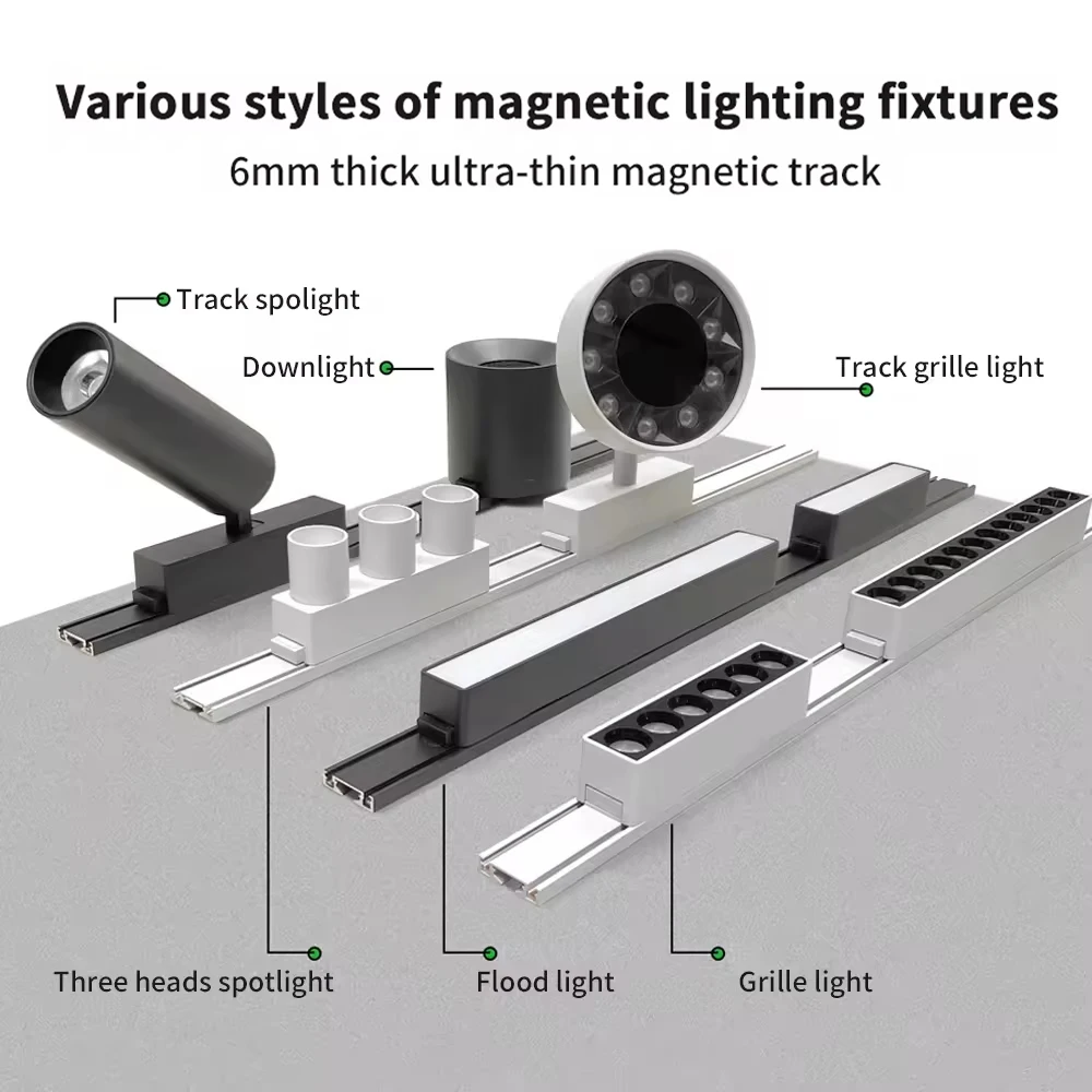 New Smart Magnetic Track Light 6MM-Thin Ultra Slim Surface Rail Led Flood Grille Spotlight Aluminum Tuya Zigbee 3.0 Black White 6