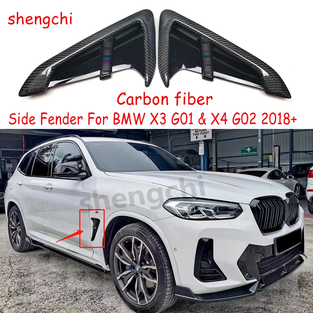 BMW G01 X3 G02 X4 リアルカーボン ファイバー インナーハンドルパネルカバー 4枚セット MYZEOLWZ リアルカーボンファイバー車のサイドフェンダーサメギル