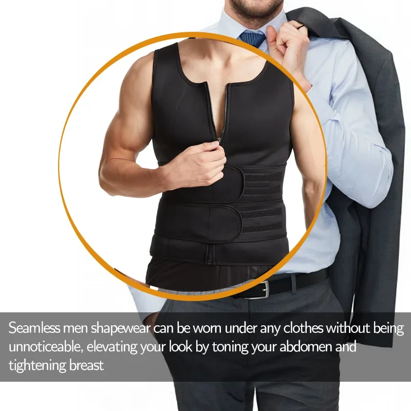 Seamless Men Body Shaper Vest Waist Trainer Double Belt Sweat Corset Top Fitness Burn Abdomen Slimming Shapewear Correct Posture