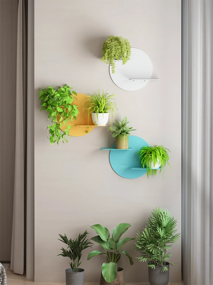 

Creative Wall Hanging Metal Rack Living Room Background Decoration Modern Wall Hanging Storage Rack Plant Potted Decoration New