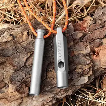 Portable Titanium Wining Sports Keychain Whistlehistle - Emergency Survival Whistle with Lanyard - For Camping, Hiking, Exploring - Sports Training Whistle 4