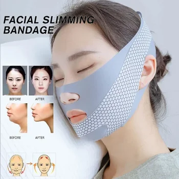 Face-lift com sono rosto v shaper facial emagrecimento bandagem relaxamento forma elevador reduzir queixo duplo rosto desbaste banda massagem 1