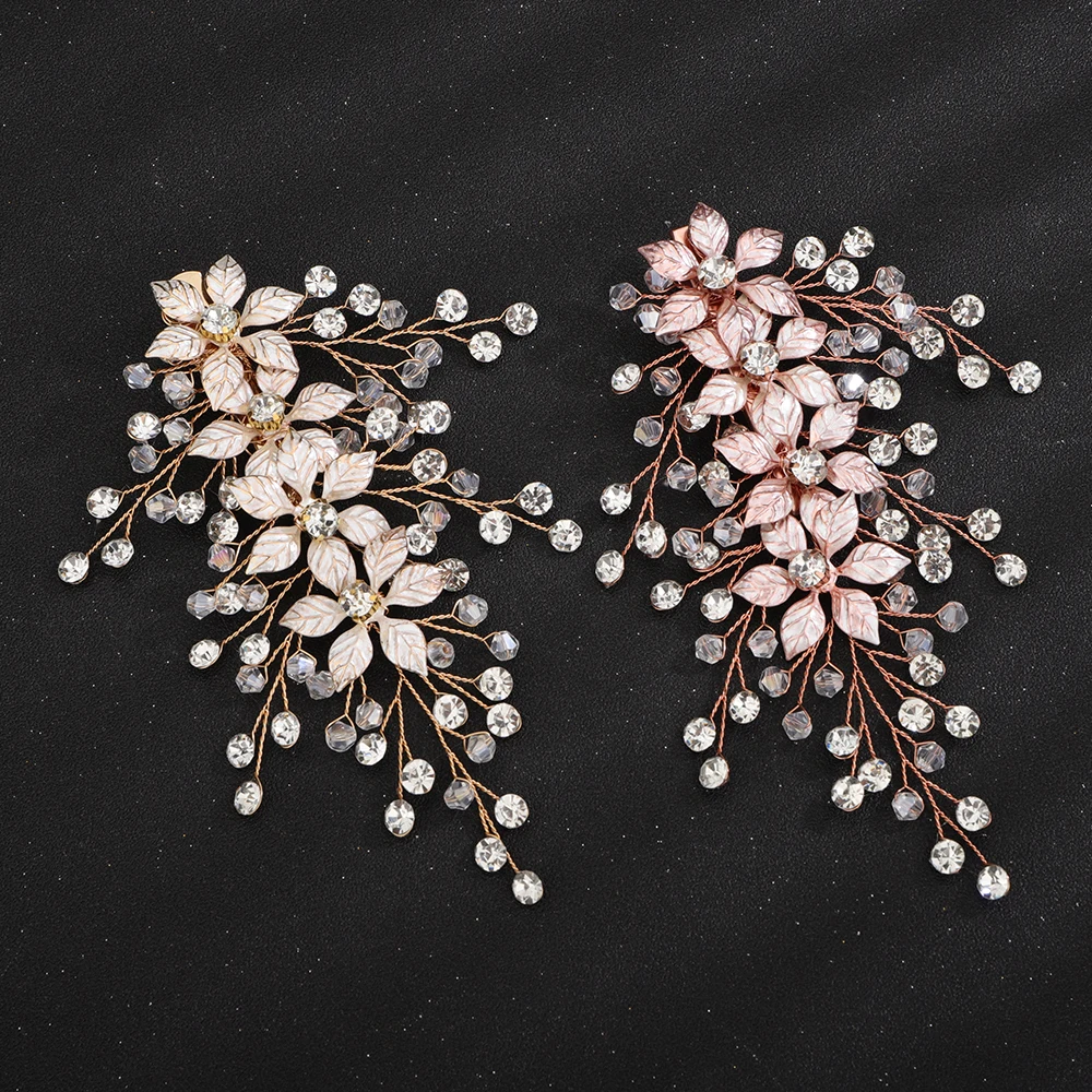 Silver Color Flower Bridal Hair Clips Handmade Party Wedding Head Jewelry Accessories Trendy Bride Headpiece for Women Tiaras