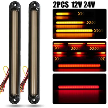 2pcs Universal 12V 24V 30 LED tail Light Turn Signal Brake Light Amber Flowing Red Day Running Light for Truck Trailer Lights 1