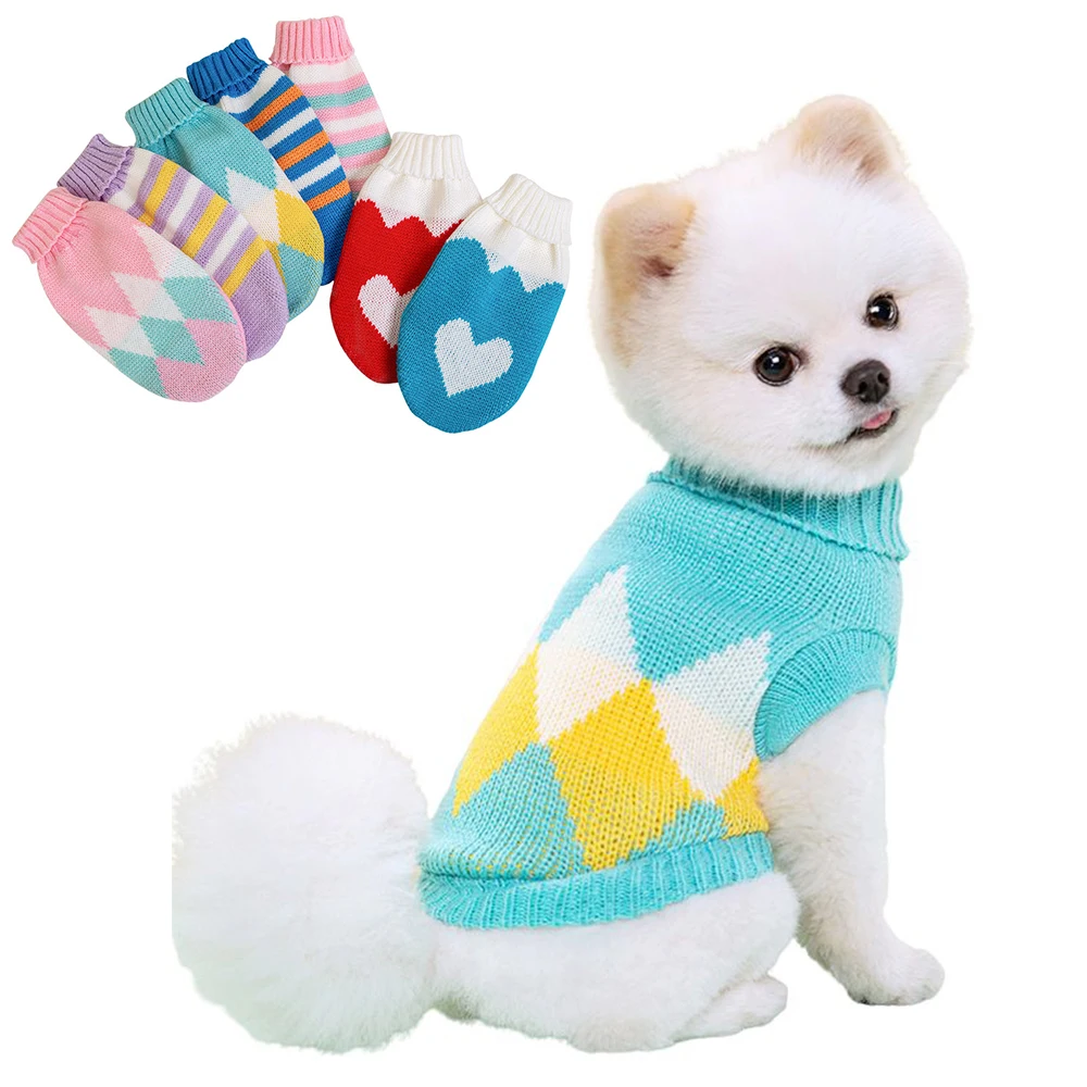 Dog Clothes Autumn Winter Knitted Sweater for Small Dog Cat Soft Cozy Warm