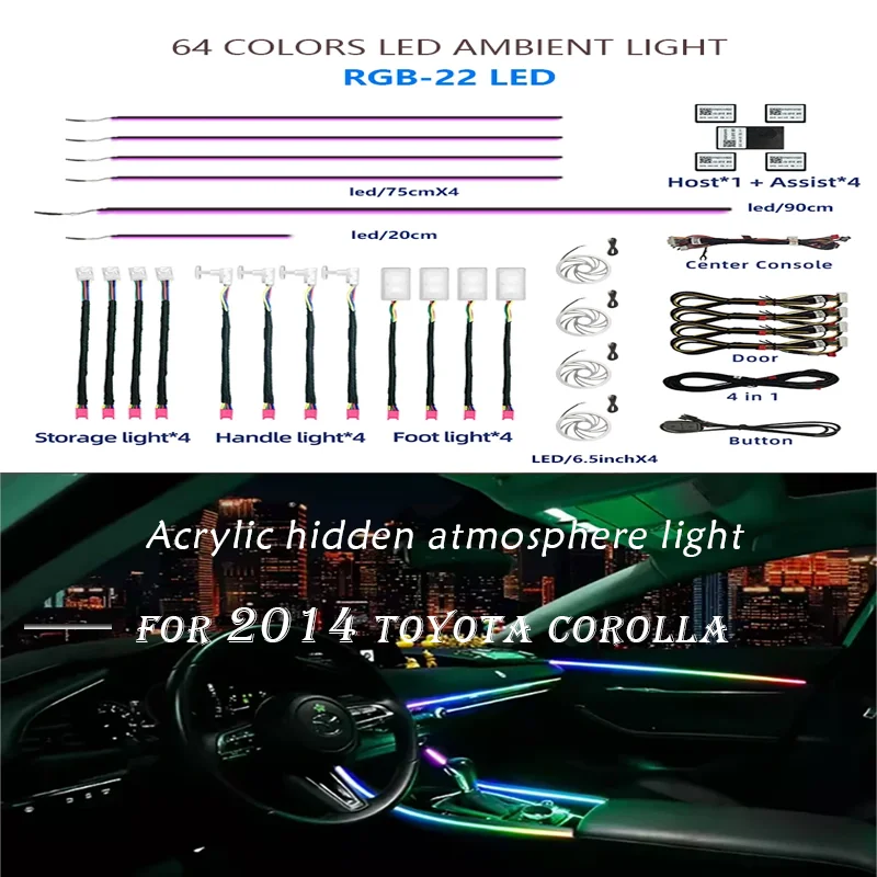 

For 2014 Toyota Corolla car interior LED foot light signal lamp car headlight bulb Universal car accessories lumini ambientale