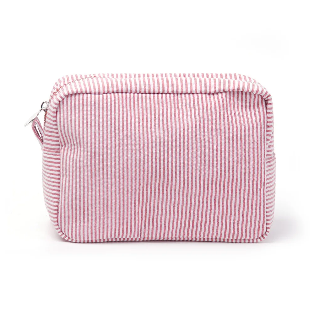 Embroidered Seersucker Cosmetic Bag Custom Name Women's Travel Toiletry Bag Personalized Stripe Gift Handbag Purse Bag for Lady 13 S36a09f3ca4bf474f9bc5a32c14e1b444Q