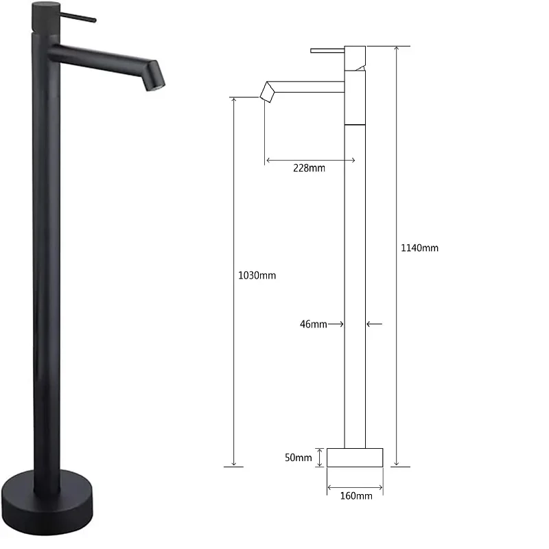 Рисунок 2 - Роскошный Черный напольный смеситель для ванны