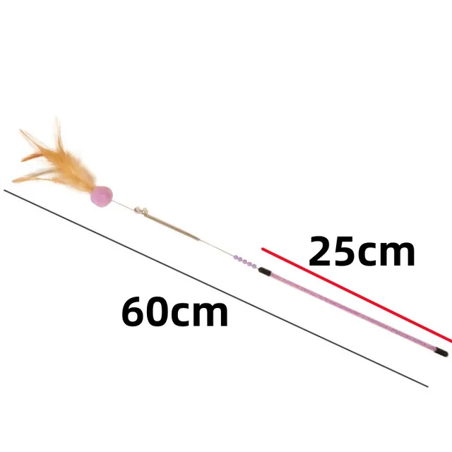 Cat Toys Feather Cat Stick Bite Resistant Steel Wire Spring Feather Interactive Cats Toy with Bell Wool Ball Kitten Toy Sticks 6