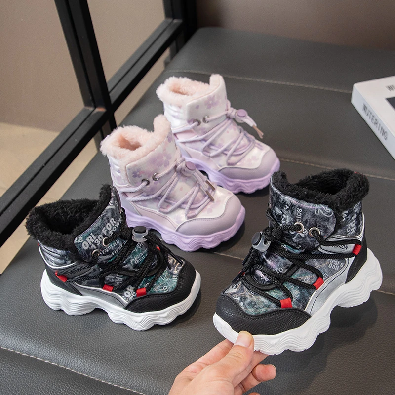 2025 Children Casual Cotton Boots for Girls Boys Winter New Faashion Korean Style Soft Bottom Anti-slippery Versatile Warm Shoes