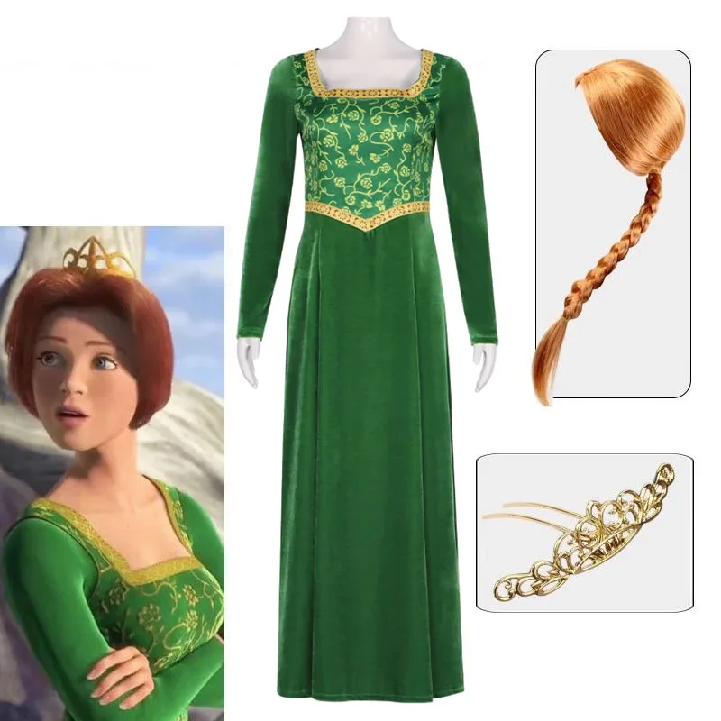 Cosplay - Disfraz Princesa Fiona Con Corona Para Niña