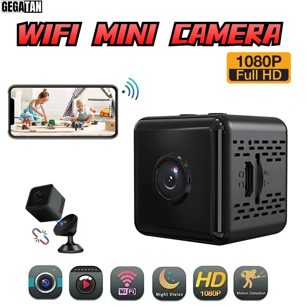 

GEGATAN Mini Camera WiFi Micro Camcorder 1080P Video Secret Audio Recorder DVR Remote Control Motion Sensor Action Cam XD