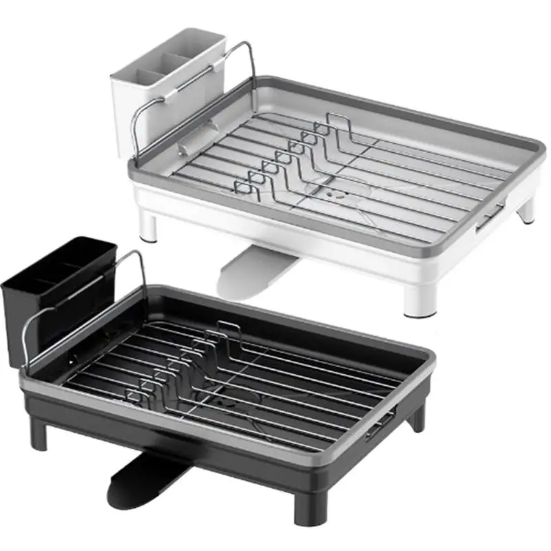 

Kitchen Stainless Steel Dish Draining storage Rack Countertop Dish Rack With Drip Tray Kitchen Drying Rack Drying Dish Organizer