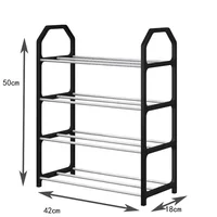 Simple Shoe Rack 4-Tier Assembled Shoe Stand Trapezoidal Home Shoes Organizer Holder For Living Room Portable Space Saving Shelf 1