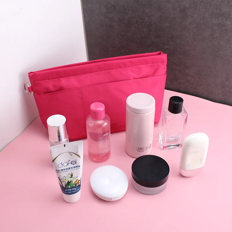 Женская сумка TINBERON, органайзер, сумка для макияжа, дорожная Портативная сумка, сумка-тоут, вставка, органайзер, розово-красная нейлоновая внутренняя сумка, сумки для мытья
