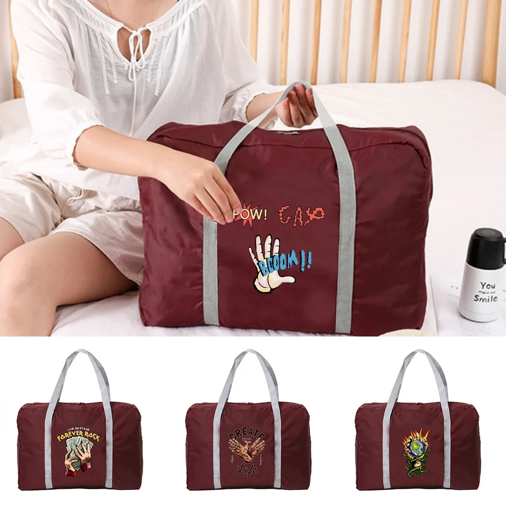 

Folding Travel Bags Hand Print Tote Travel Luggage Bags for Women 2022 Large Capacity Multifunctional Travel Duffle Bags Handbag