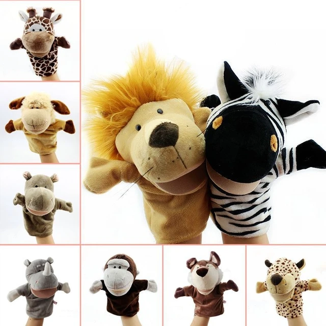 1PC Animal Plush Hand Puppets Childhood Kids Cute Soft Toy Elephant Lione Monkey Shape Story Pretend Playing Dolls Children Gift 1