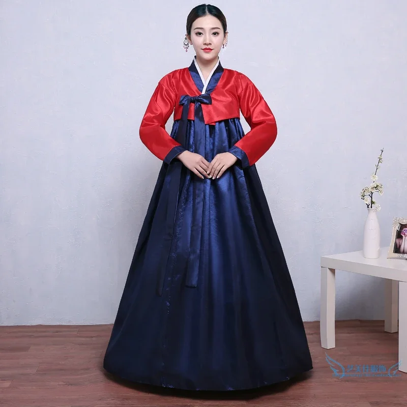 Korean Hanbok Dress Female Multicolor Traditional Korean Hanbok Folk Stage Dance Costume Korea Traditional Costume 한복 korean hanbok costume