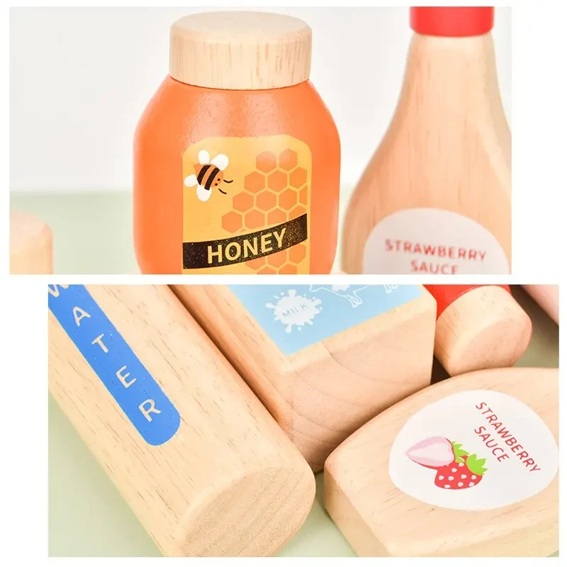 Pretend Play Wooden Toy Drink Set Kitchen Food Toys Montessori Kids Educational Simulation Game Toys gifts for Toddlers 5