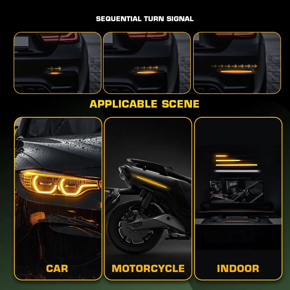 รูปสินค้า แถบไฟ LED 2 สี DRL ไดนามิก สวิตช์แบ็ก สำหรับรถยนต์