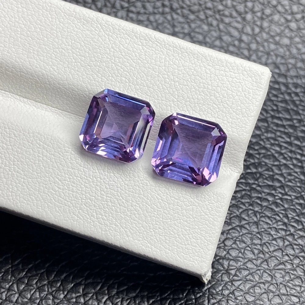 Purple Corundum Asscher Cut Light Violet Synthetic Loose Gemstones