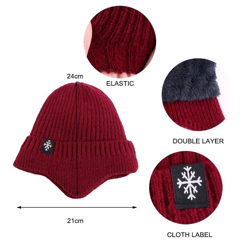 Outdoor Winter Knitted Hat Men Women Plush Warm Ear Cap Earmuff Stylish Soft Casual Ski Hats Cycling Ear Protection Beanies Winter Hat Knitted Hat Fashion Hat