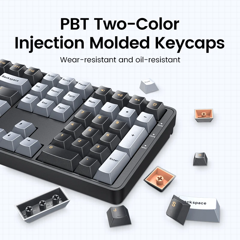 Pbt Keycaps Teclado Mecânico com Fio Interruptor Vermelho Russo Coreano en Área de Trabalho Laptop Windows Mac os Gaming Ugreen108 - Imagem 2