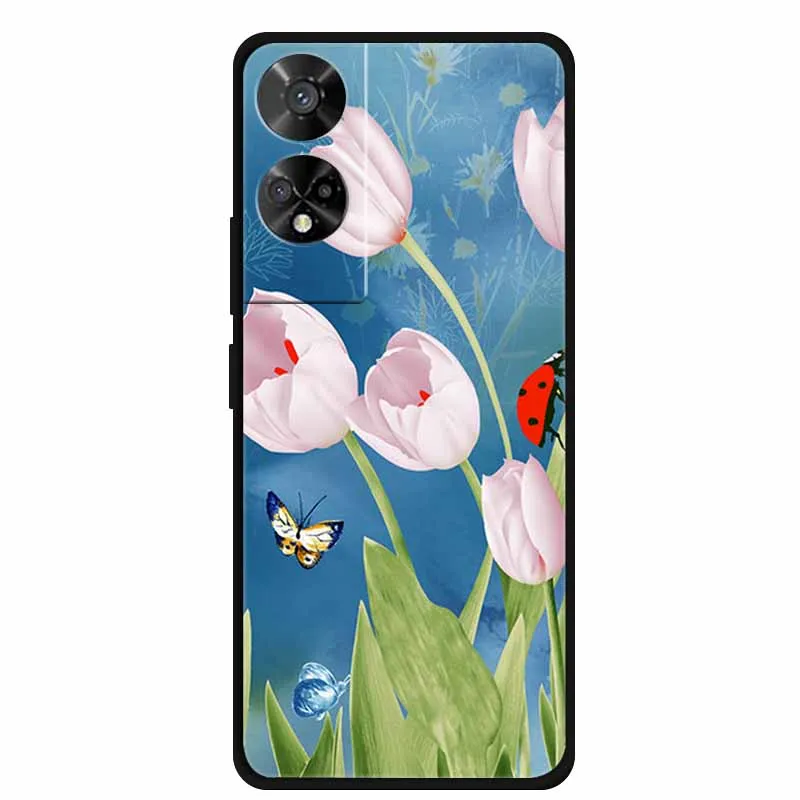 Original Soft Silicone TPU Phone Case Back Cover - Fashion Planet Design, Black Bumper