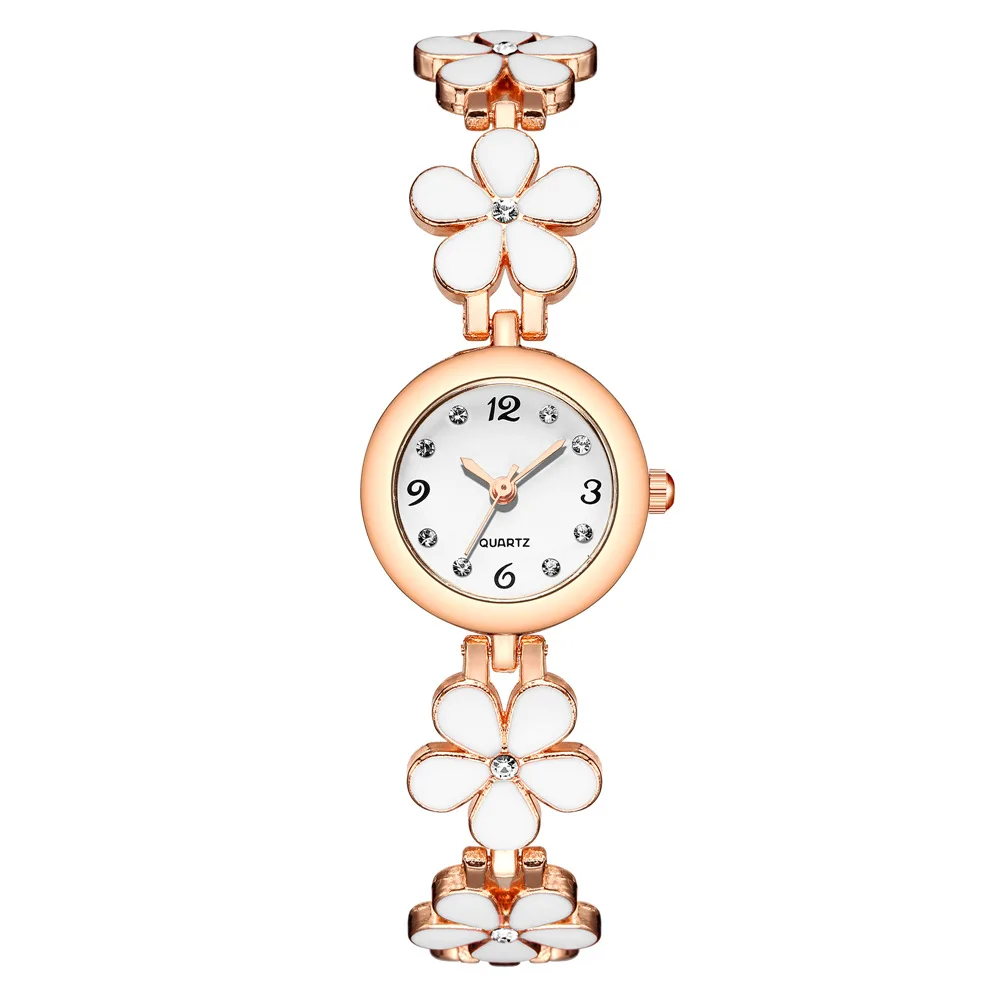 Ladies Sweet Flower Style Quartz Watch, Kirchen Stone Bracelet_voghion.com