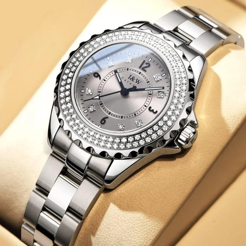 

Роскошный бренд Швейцария I & W Carnival Japan MIYOTA Кварцевые женские часы 8 мм ультратонкие сапфировые водонепроницаемые алмазные часы 703L