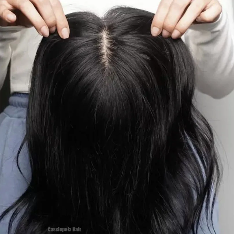 Hair Toppers Silk Skin Base Virgin Human Hair For Women With 4 Clips