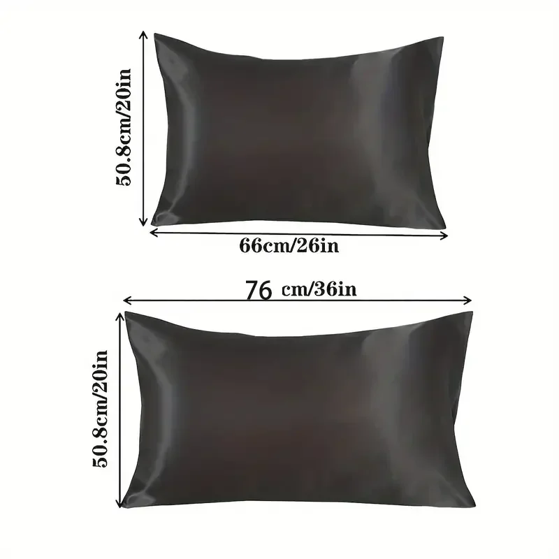 Set of 2 Luxurious Silk Satin Pillowcases - Camel, White, and Black Options